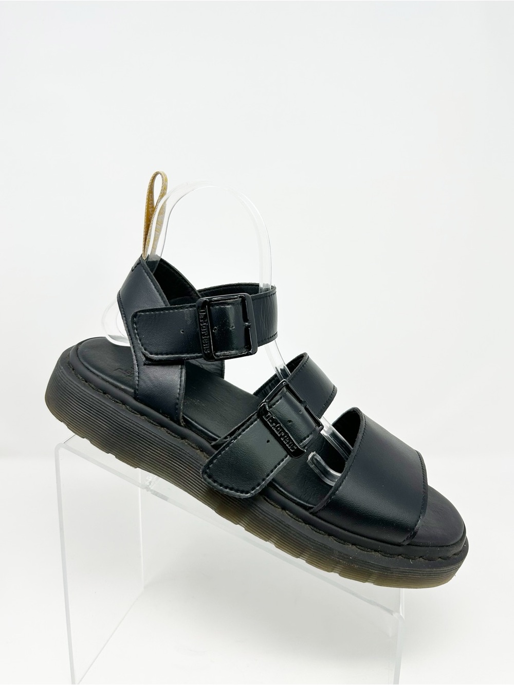 Dr. Martens Gryphon Vegan Platform Sandals Black Buckle Straps Size 10 Summer